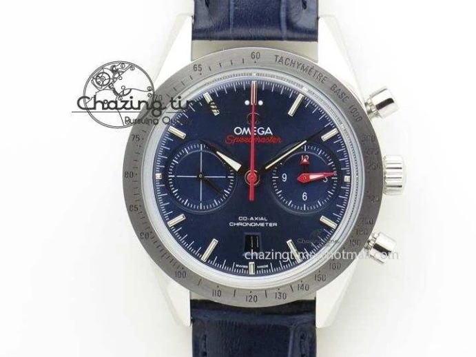 0508 Chic Planet Ocean Master Chrono 45mm SS OM 1:1 Best Edition Blue Dial On Blue Rubber Strap A 8172